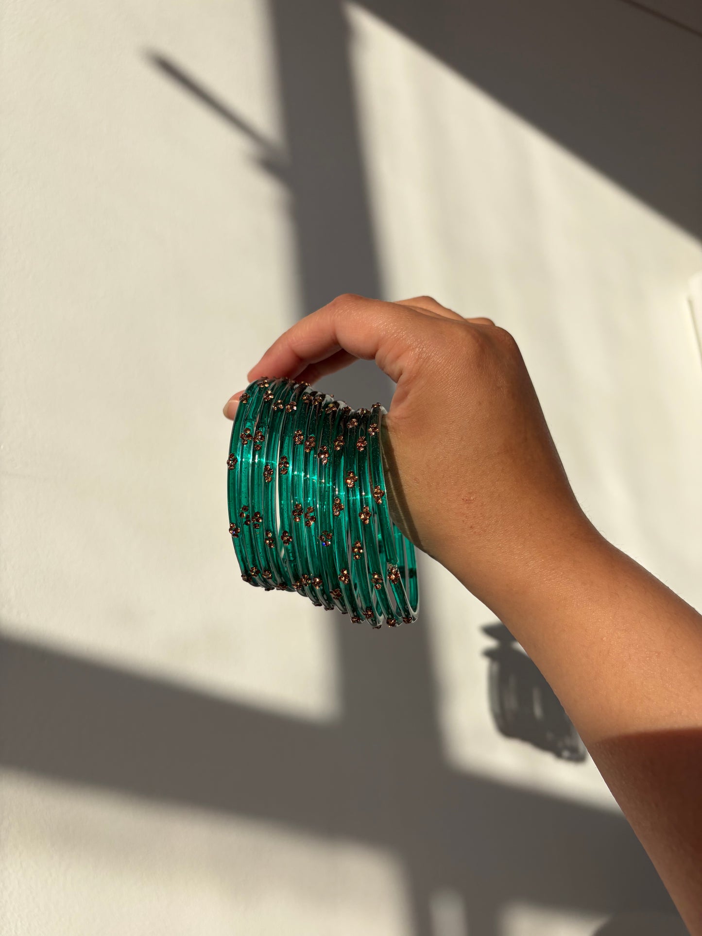 Rangeen glass bangle set ~ Sea Green