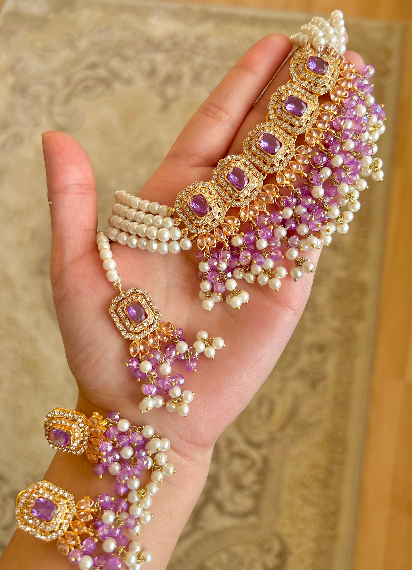 Minahil jewellery set -Purple