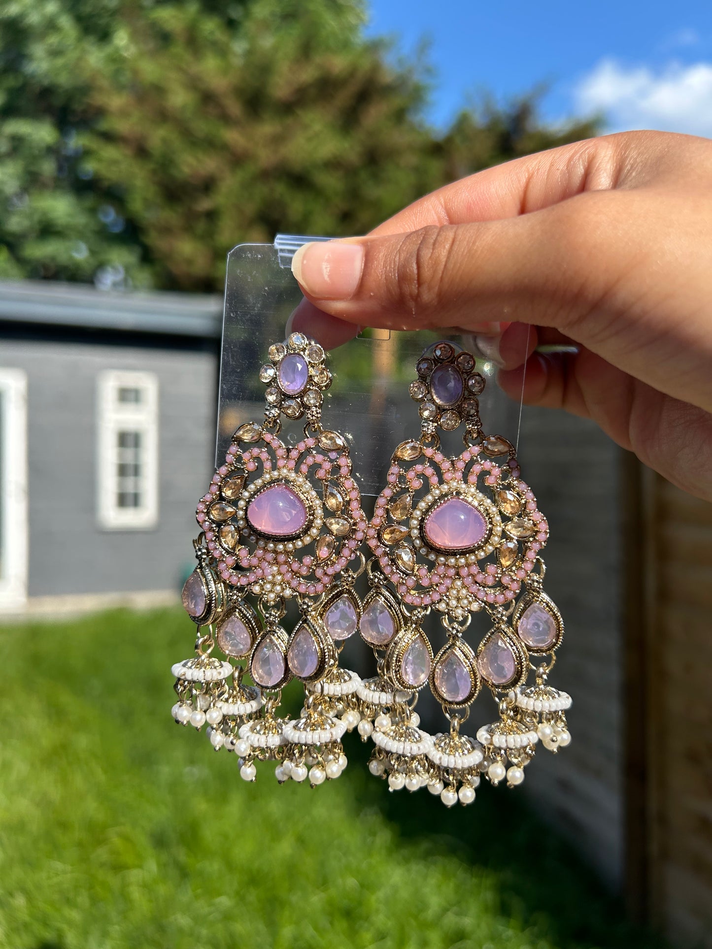Seline kundan earrings ~ Lilac