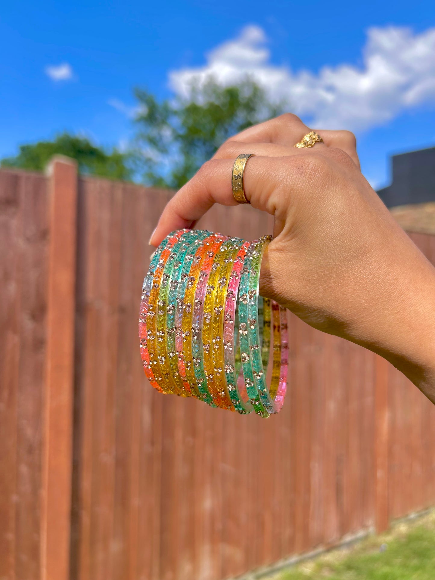 Rangeen glass bangle set ~ Light Pastel