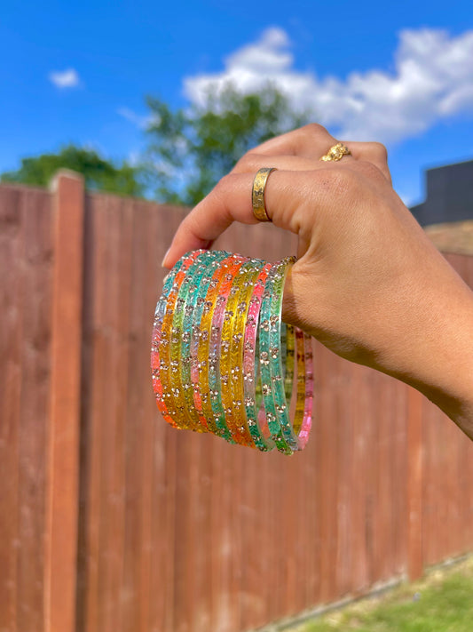 Rangeen glass bangle set ~ Light Pastel