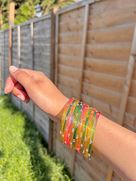 Rangeen glass bangle set ~ Pastel twist