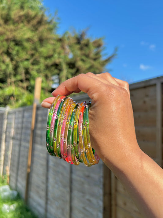 Rangeen glass bangle set ~ Pastel twist