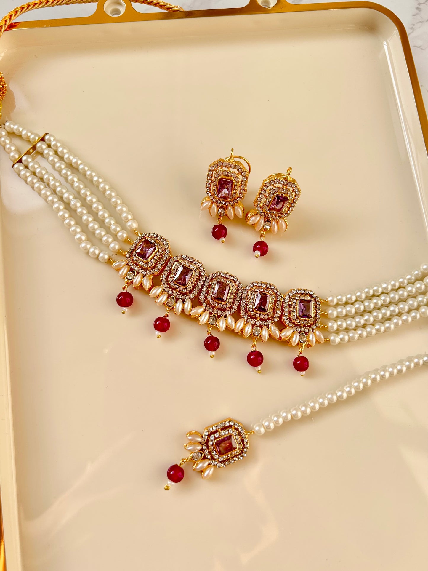 Nusrat jewellery set - Purple