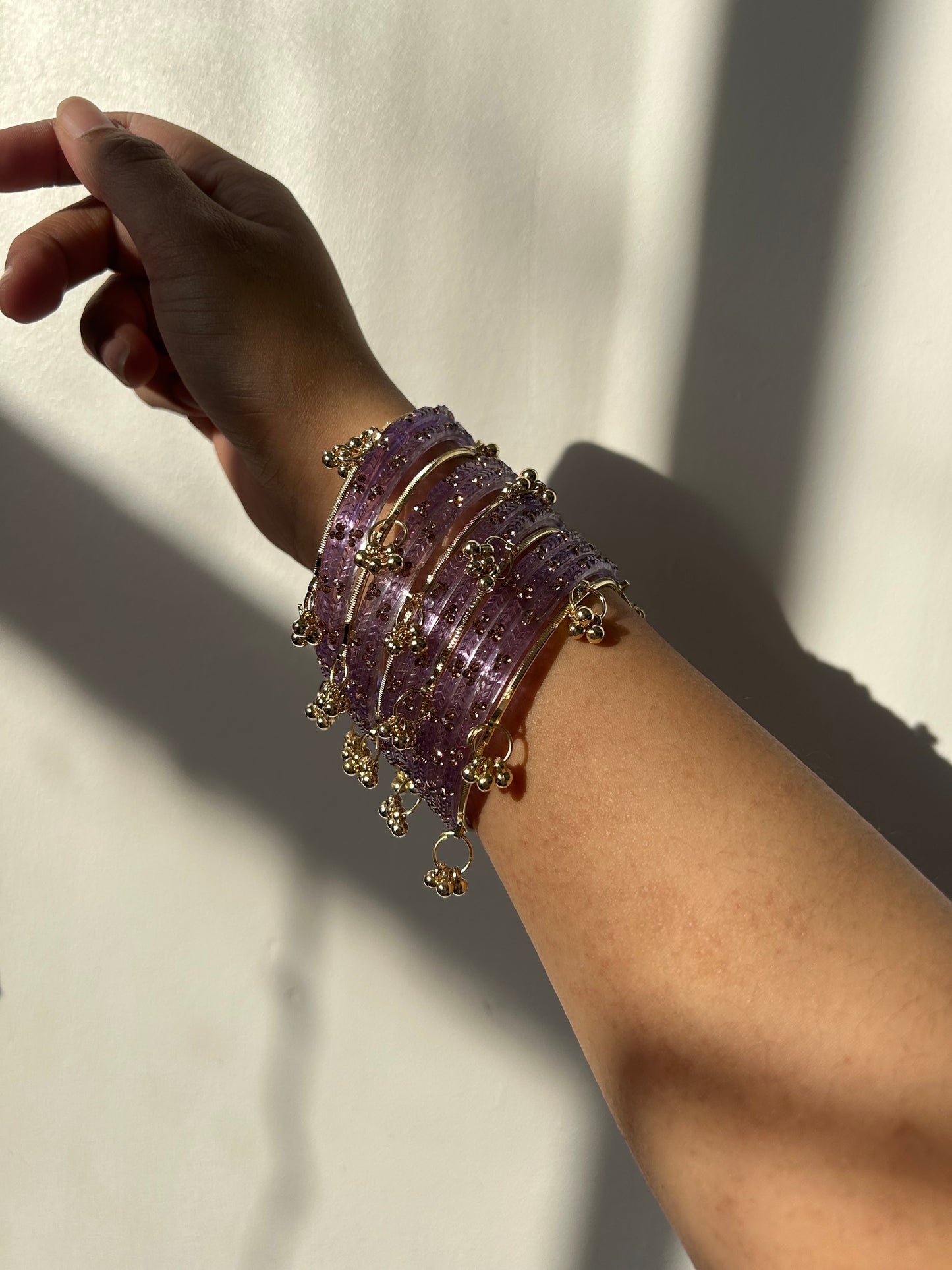 Rangeen glass bangle set ~ Lilac