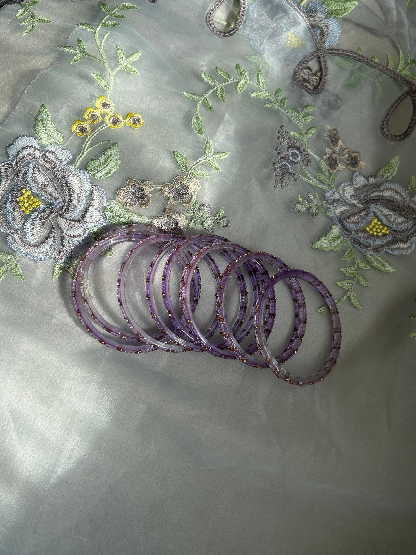 Rangeen glass bangle set ~ Lilac