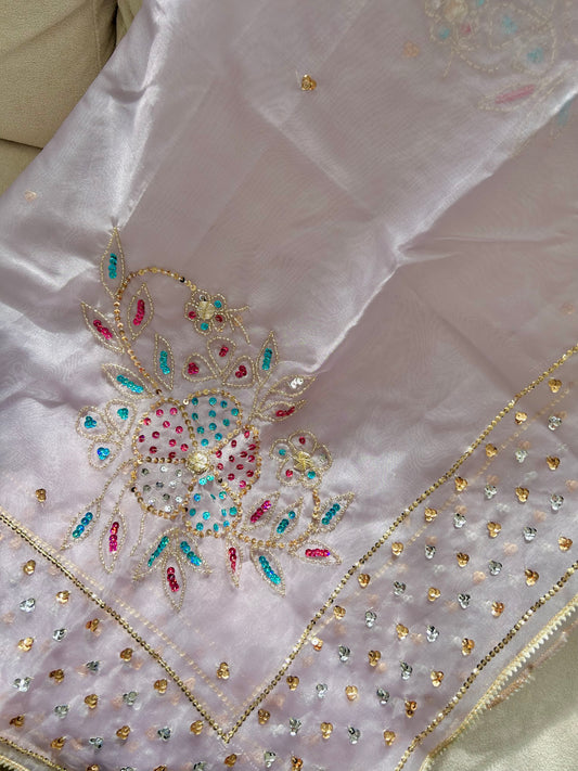 Jasleen Organza Dupatta ~Lilac