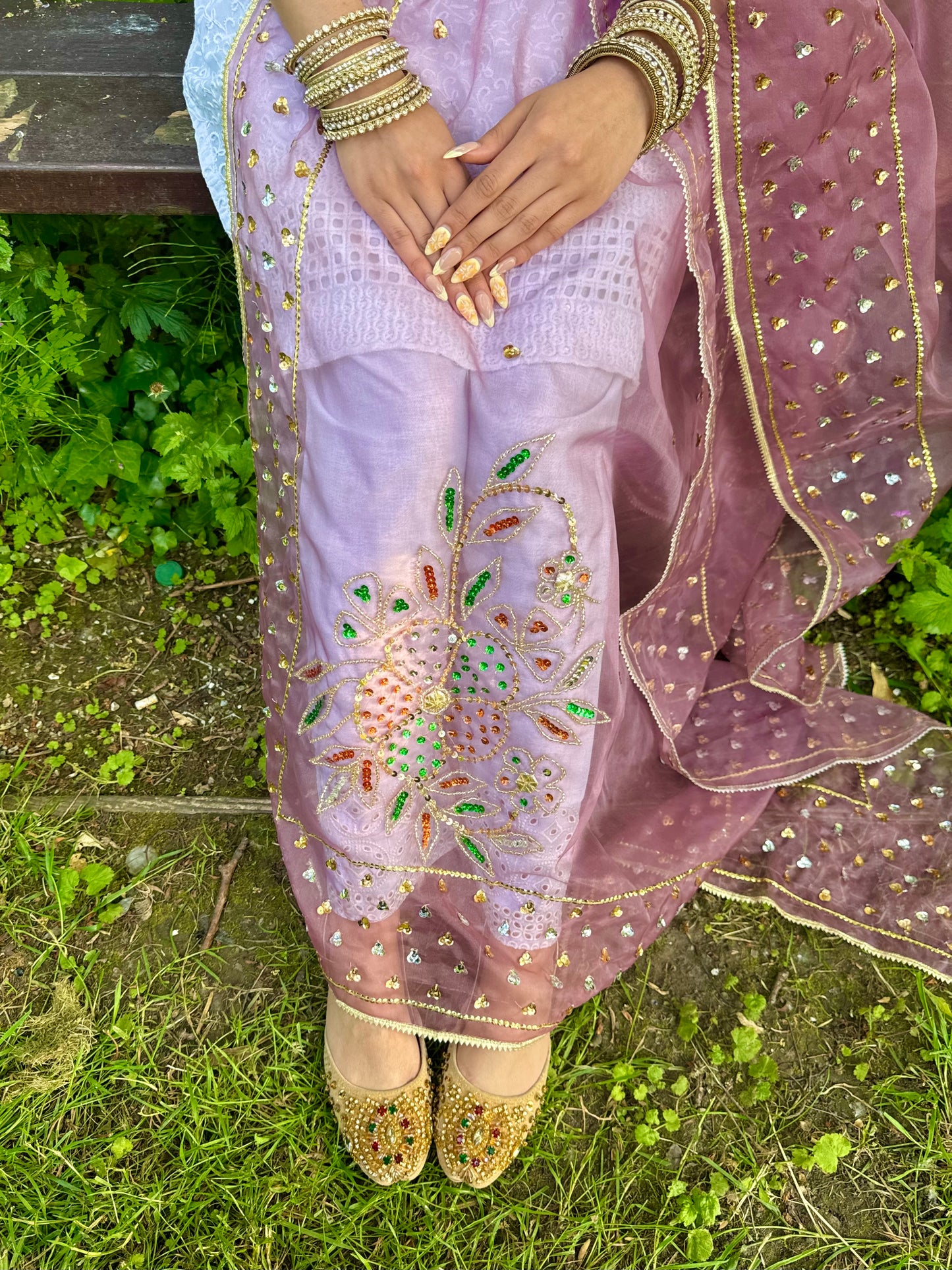 Jasleen Organza Dupatta ~Lavender