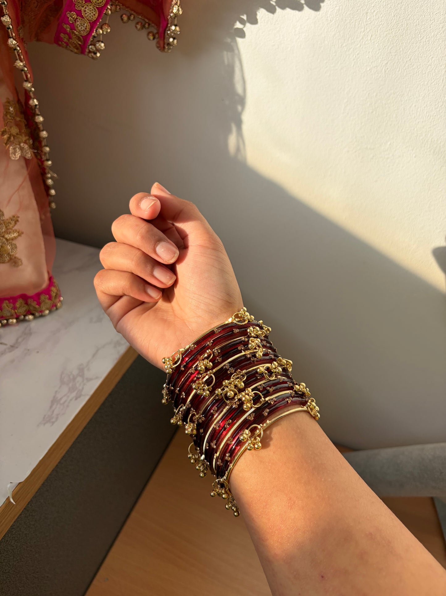 Rangeen glass bangle set ~ Maroon