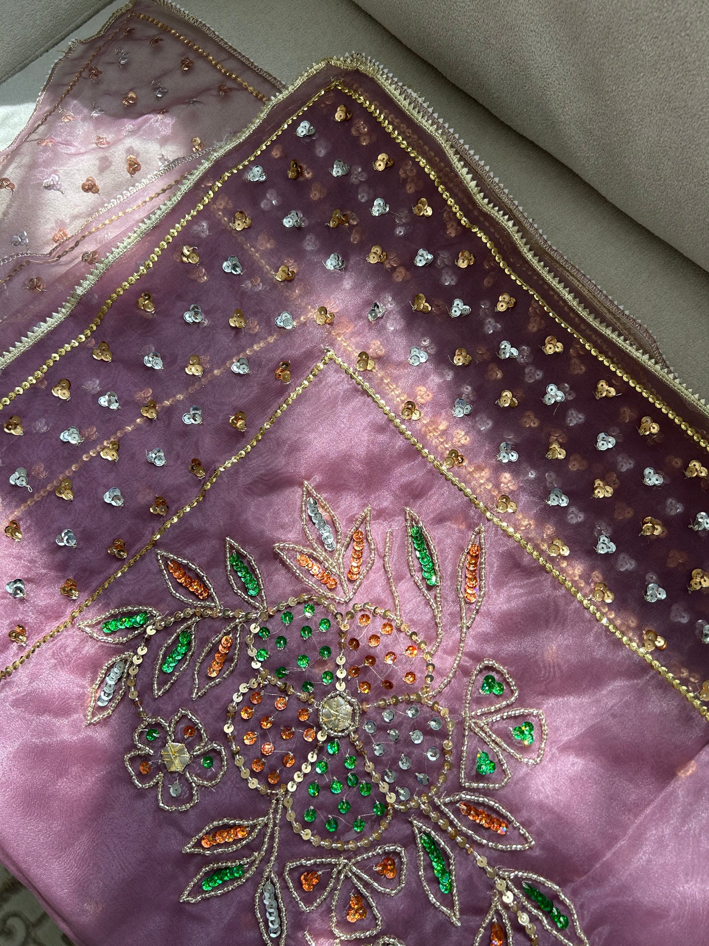 Jasleen Organza Dupatta ~Lavender