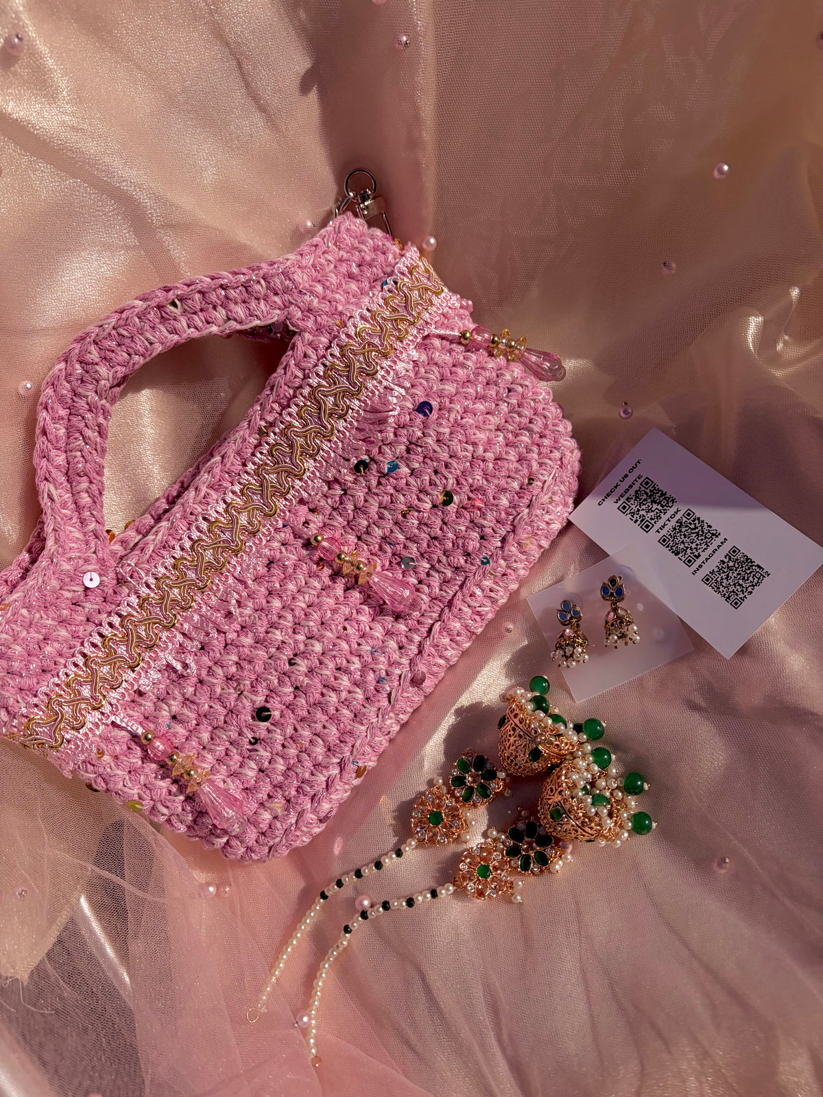 Crochet bag gift set ~ Pink