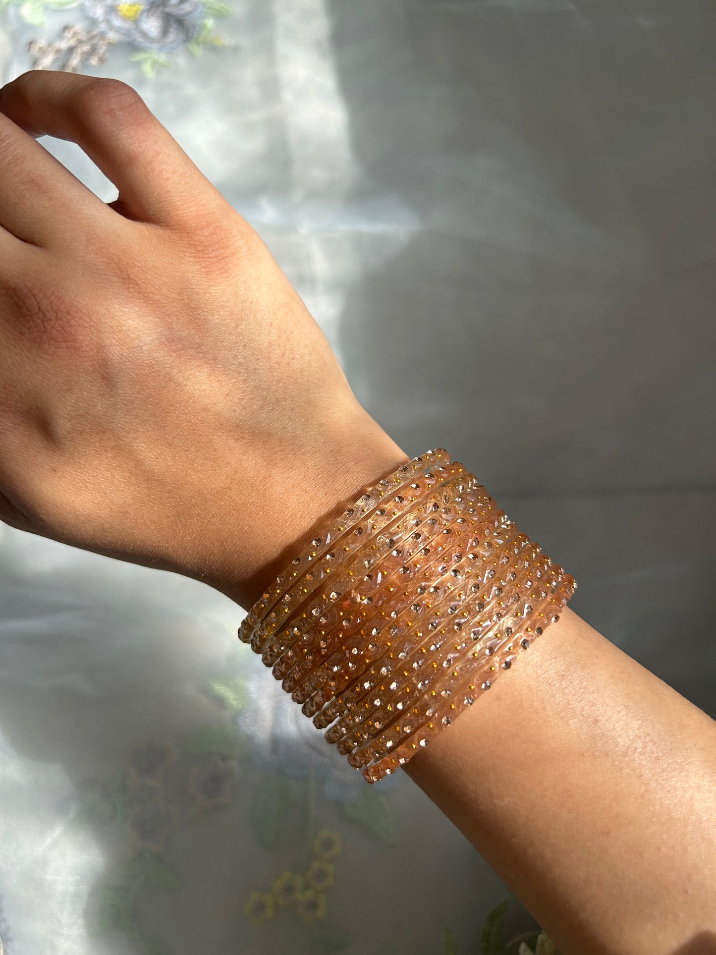 Rangeen glass bangle set ~ Nude