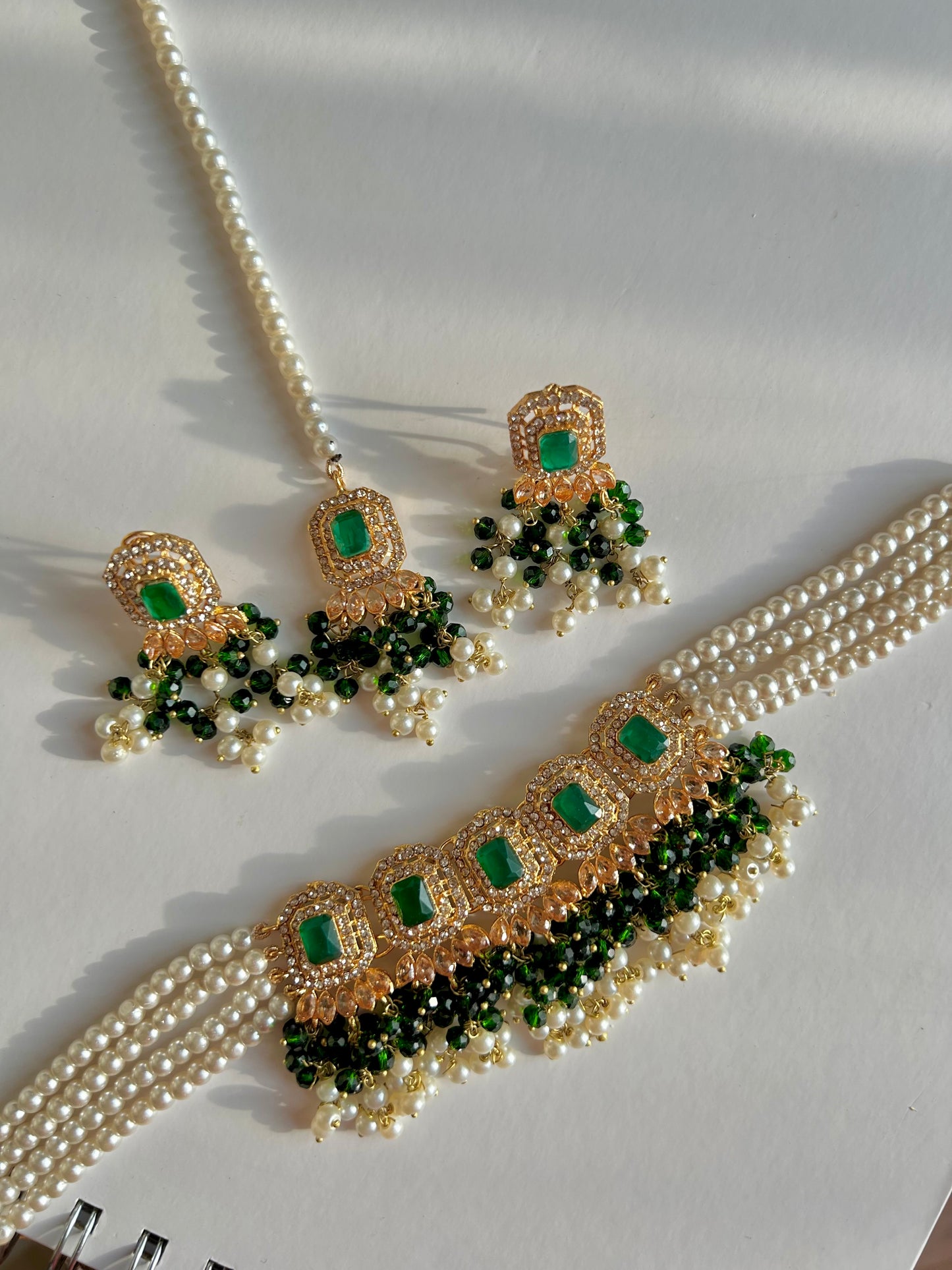 Minahil jewellery set -Dark Green