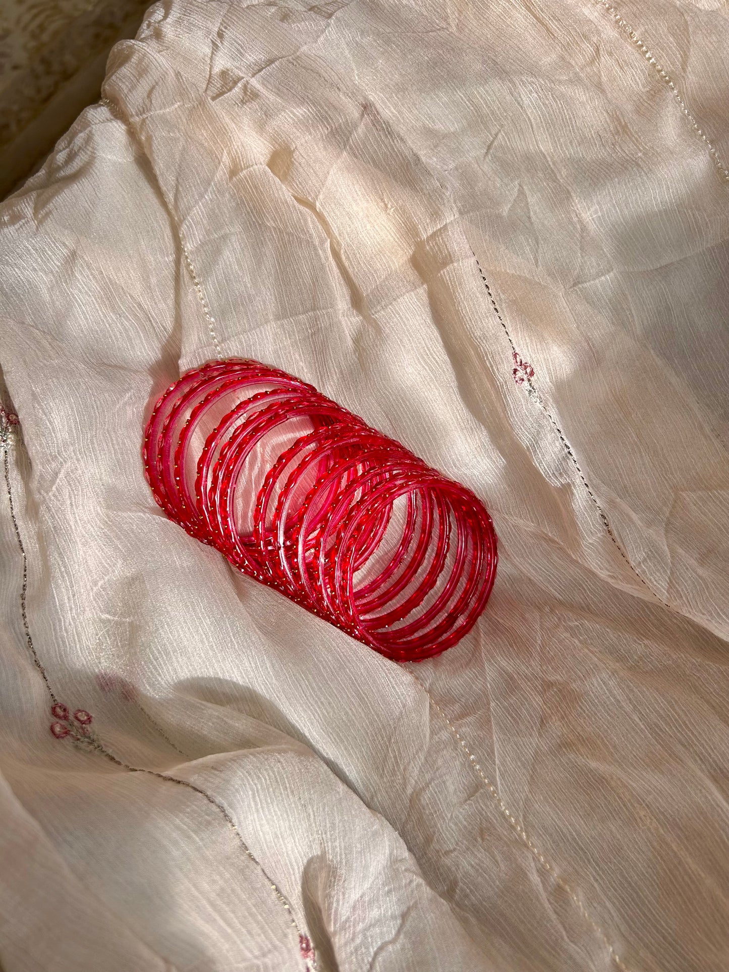Rangeen glass bangle set ~ Red