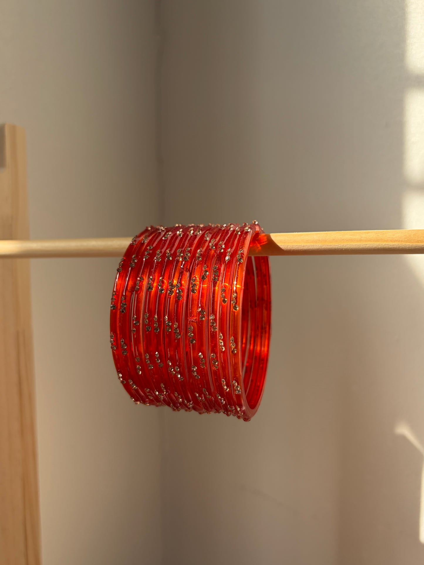 Rangeen glass bangle set ~ Tangerine/deep orange