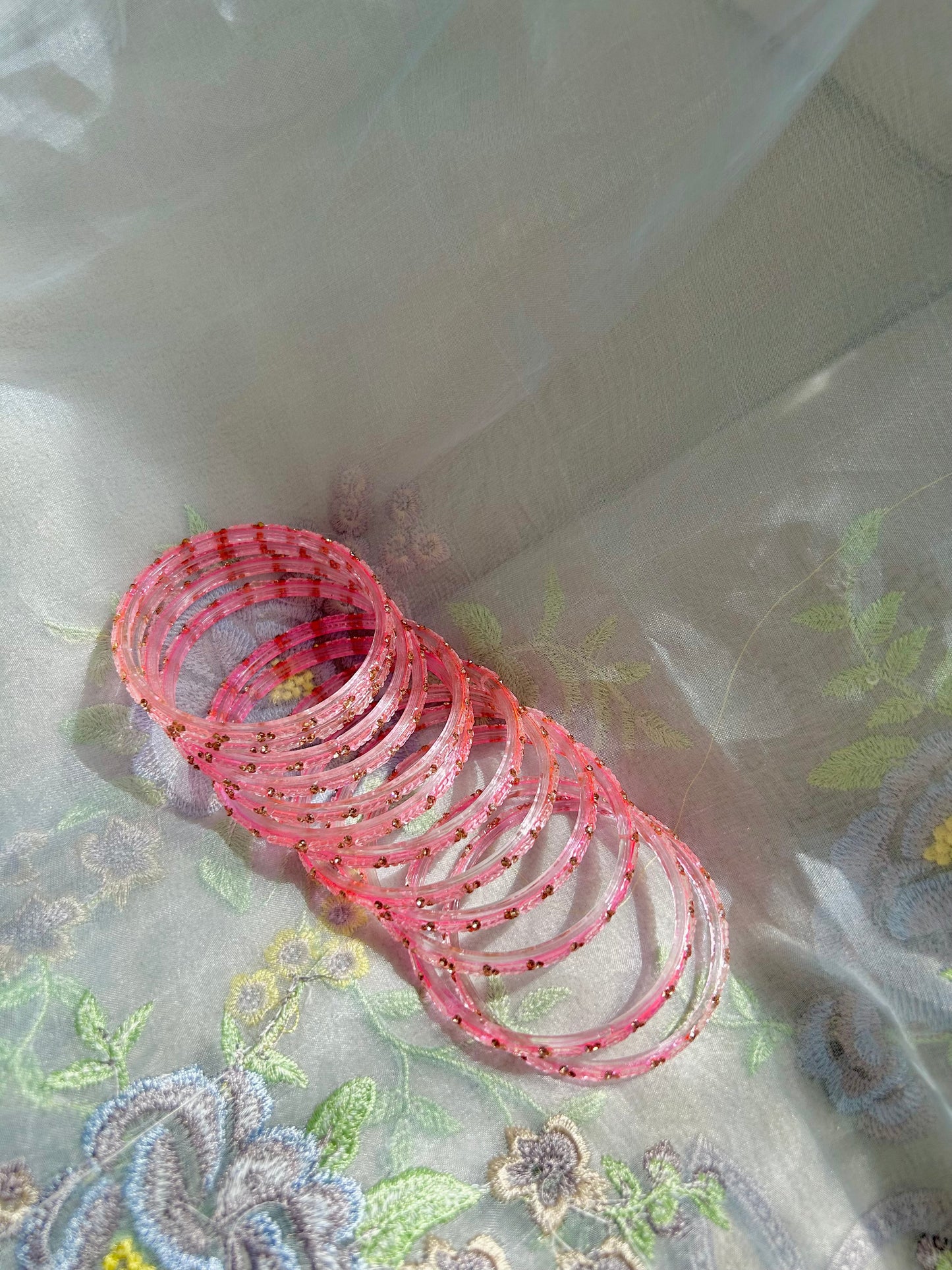 Rangeen glass bangle set ~ pink
