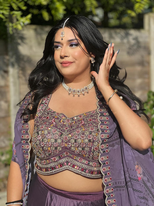 Nusrat jewellery set -pearl grey