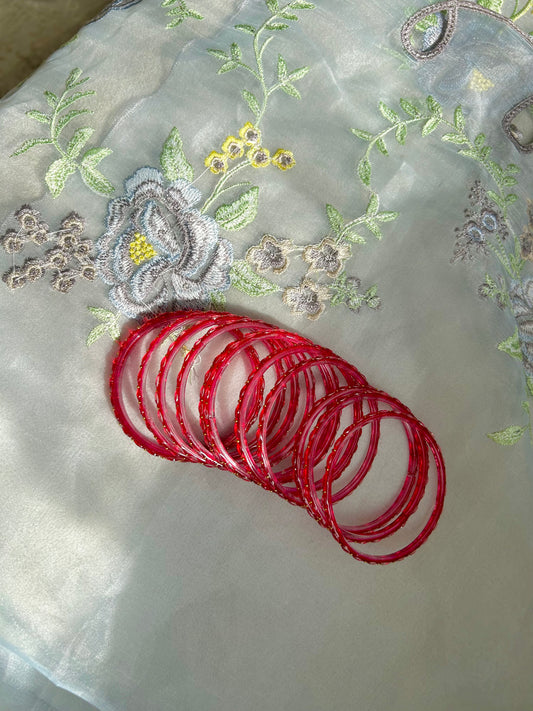 Rangeen glass bangle set ~ Red