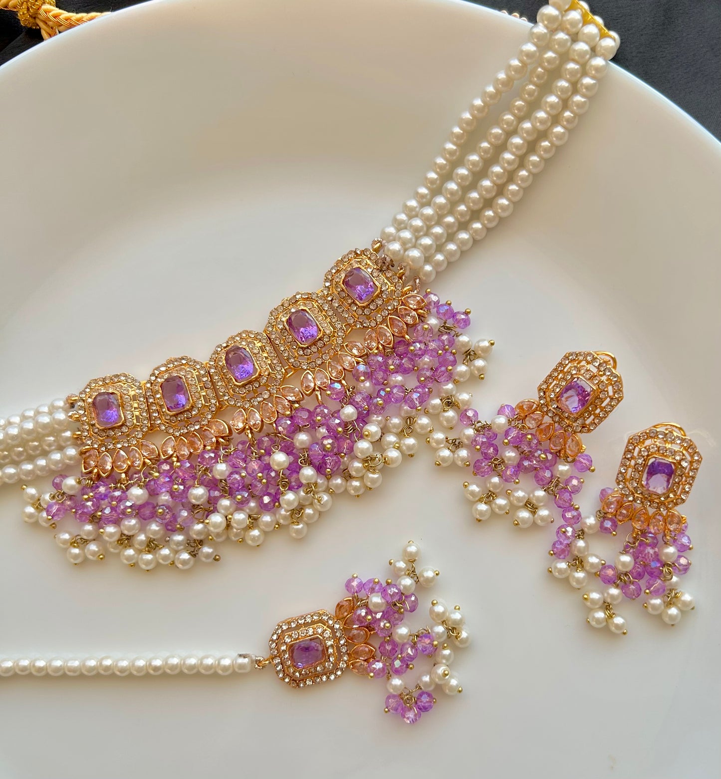 Minahil jewellery set -Purple