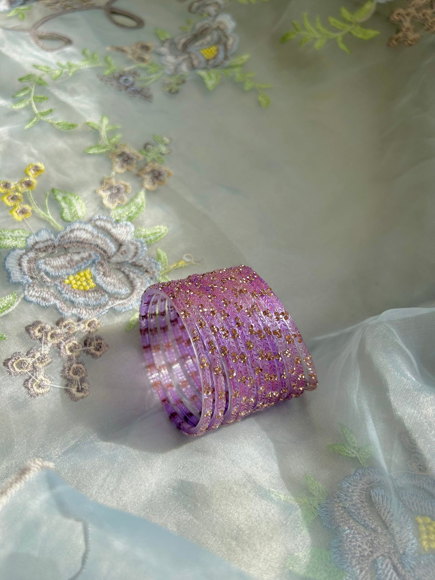 Rangeen glass bangle set ~ Lilac