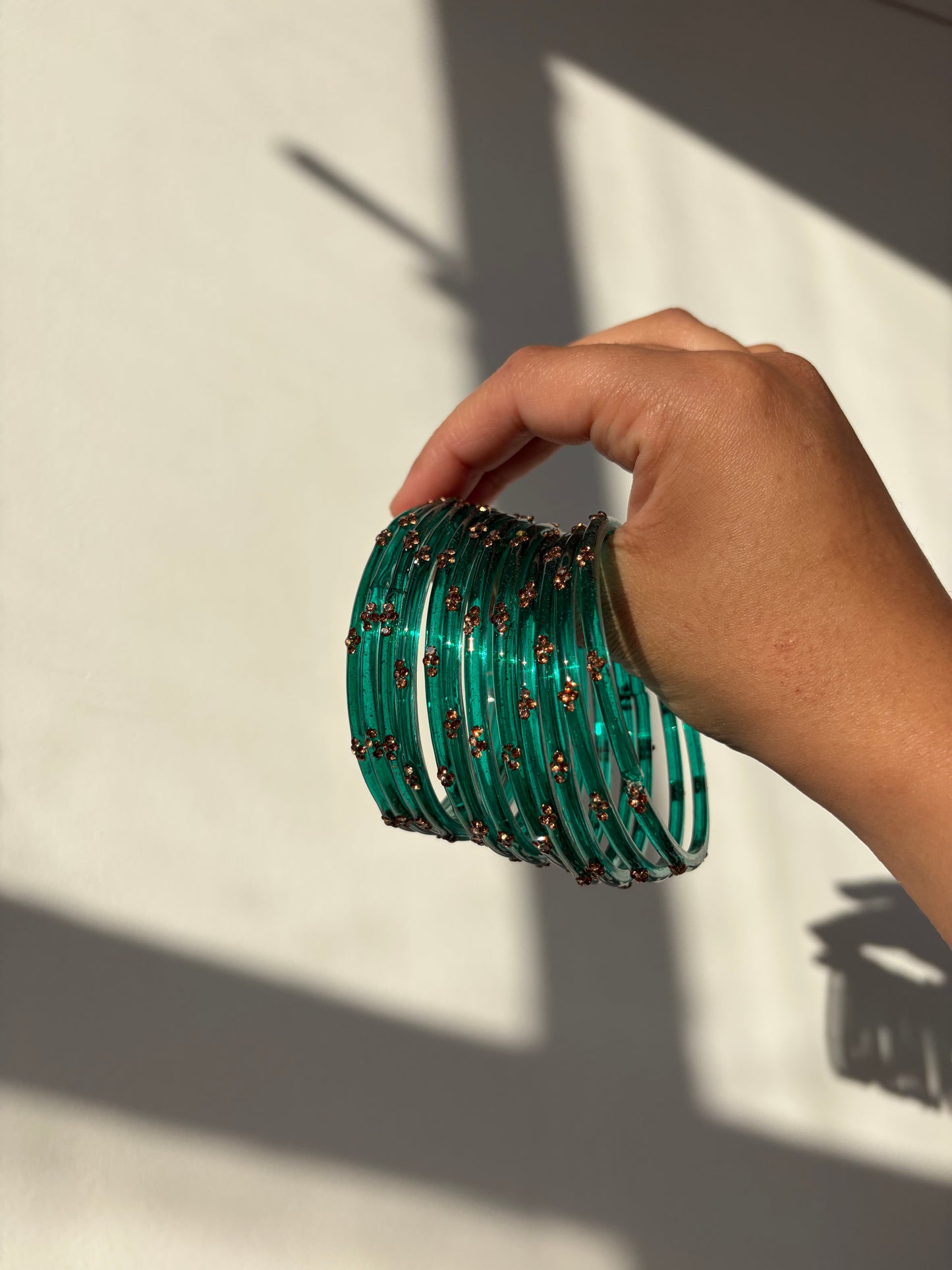 Rangeen glass bangle set ~ Sea Green