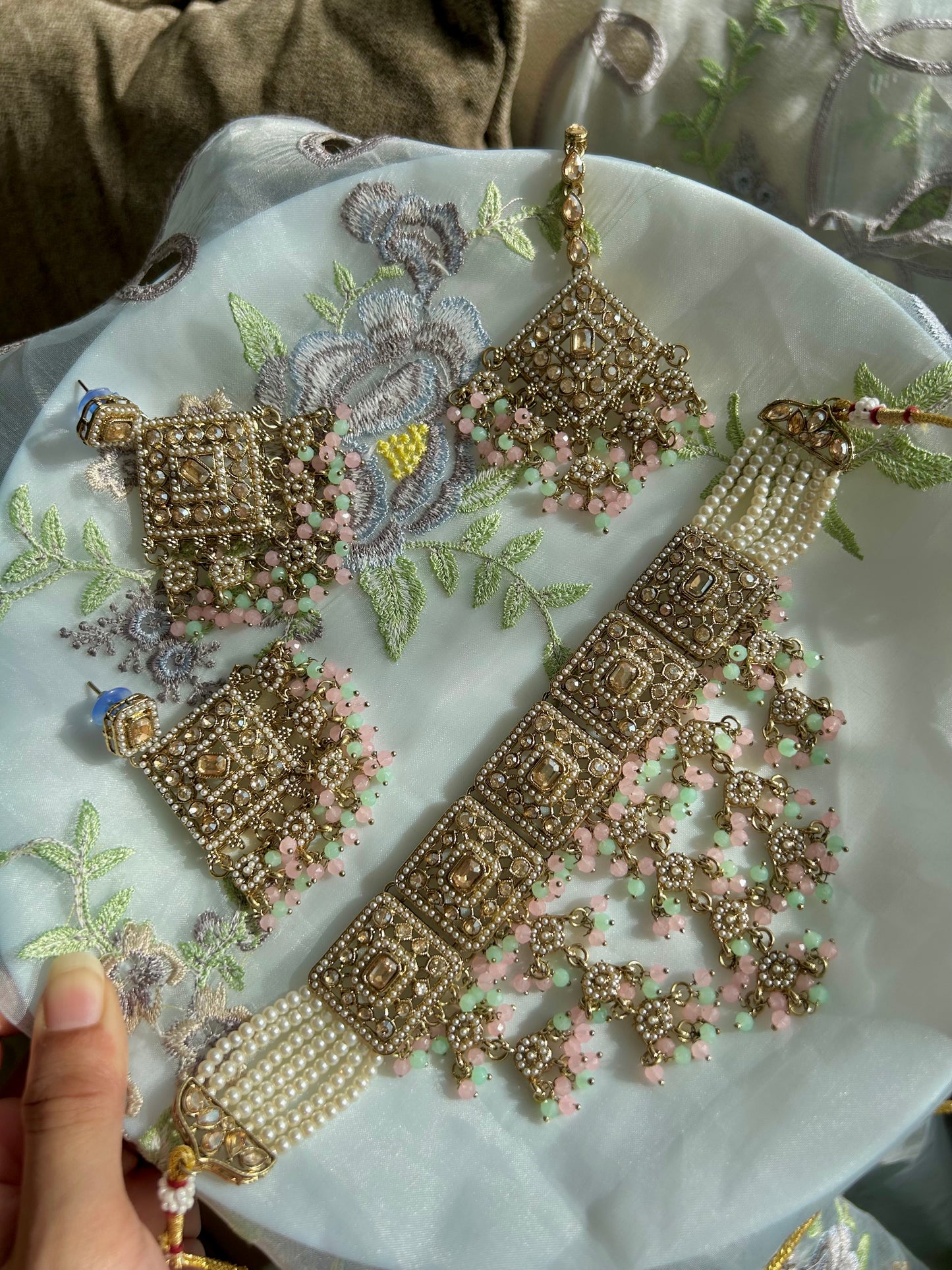 Meerab set ~ Pink & Green