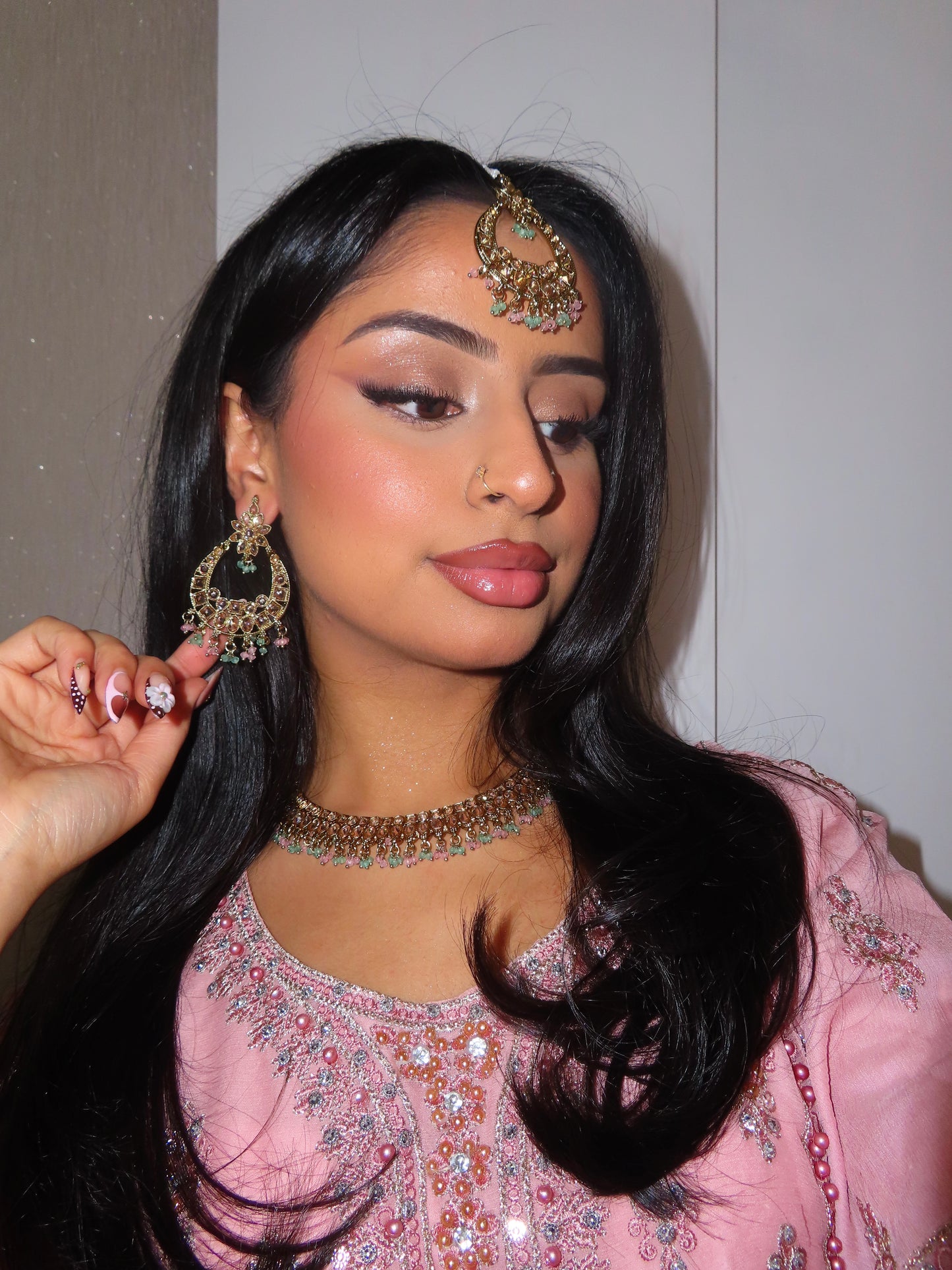 Ankita jewellery set ~Green and pink