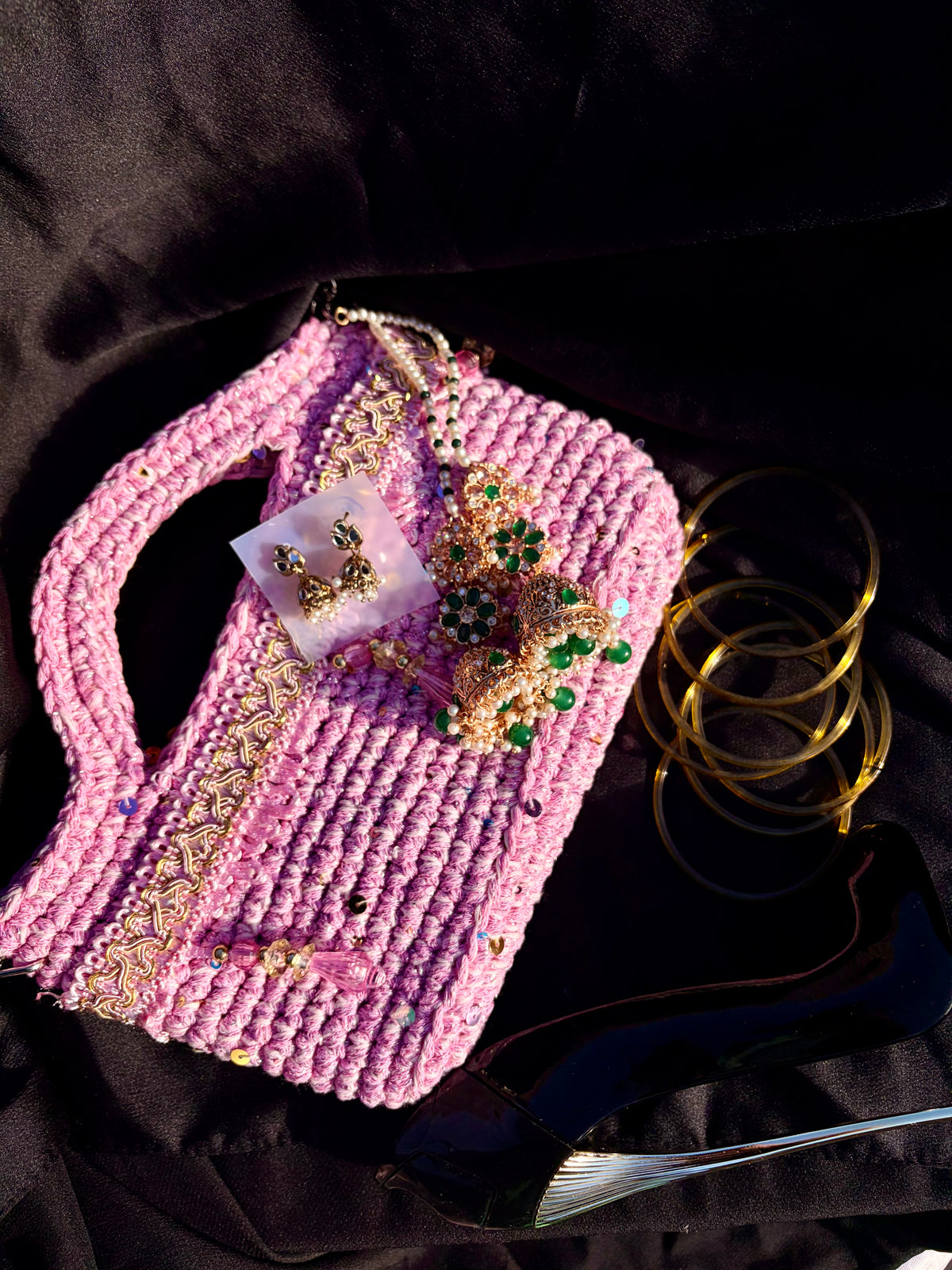Crochet bag gift set ~ Pink