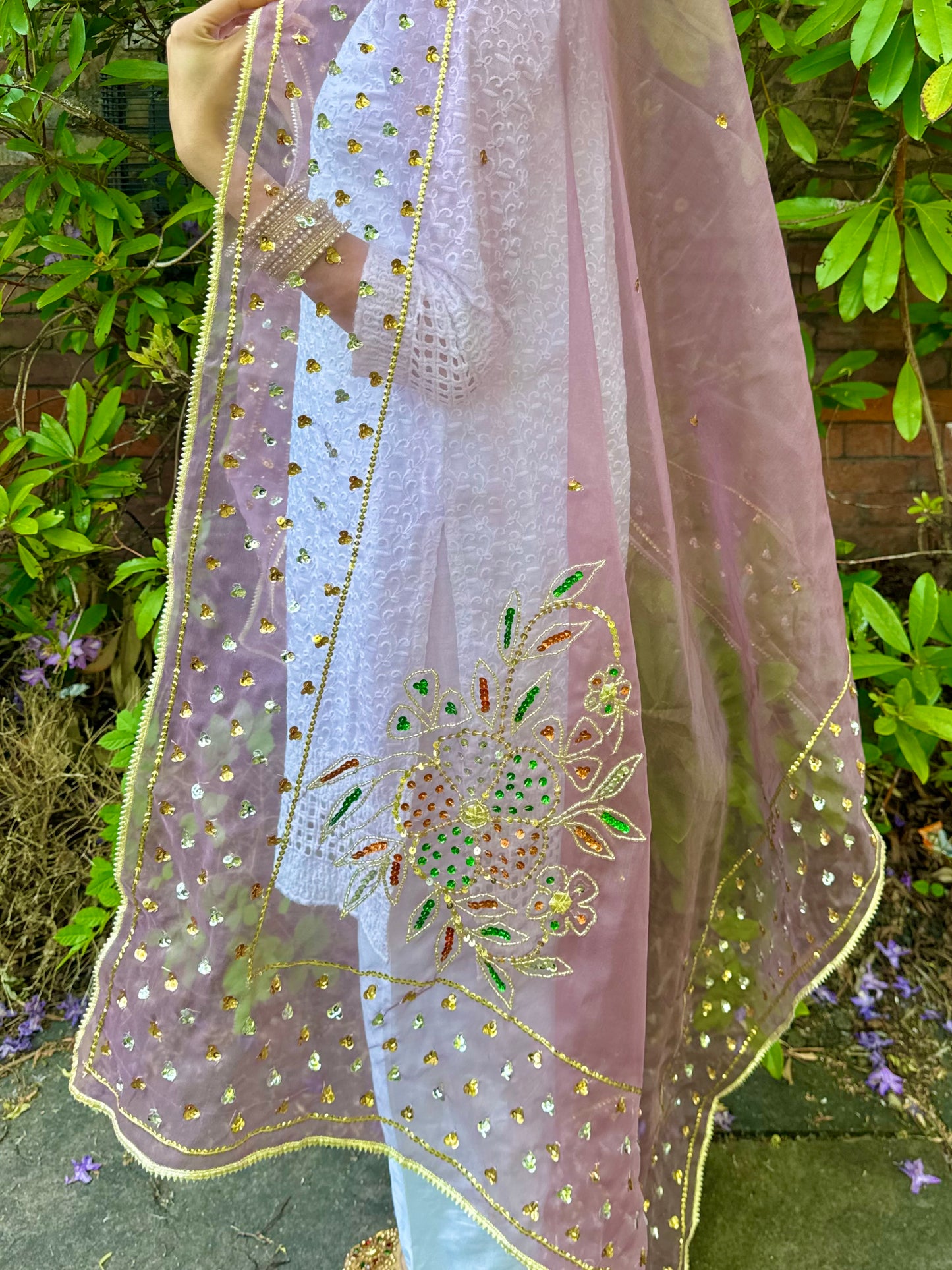 Jasleen Organza Dupatta ~Lavender
