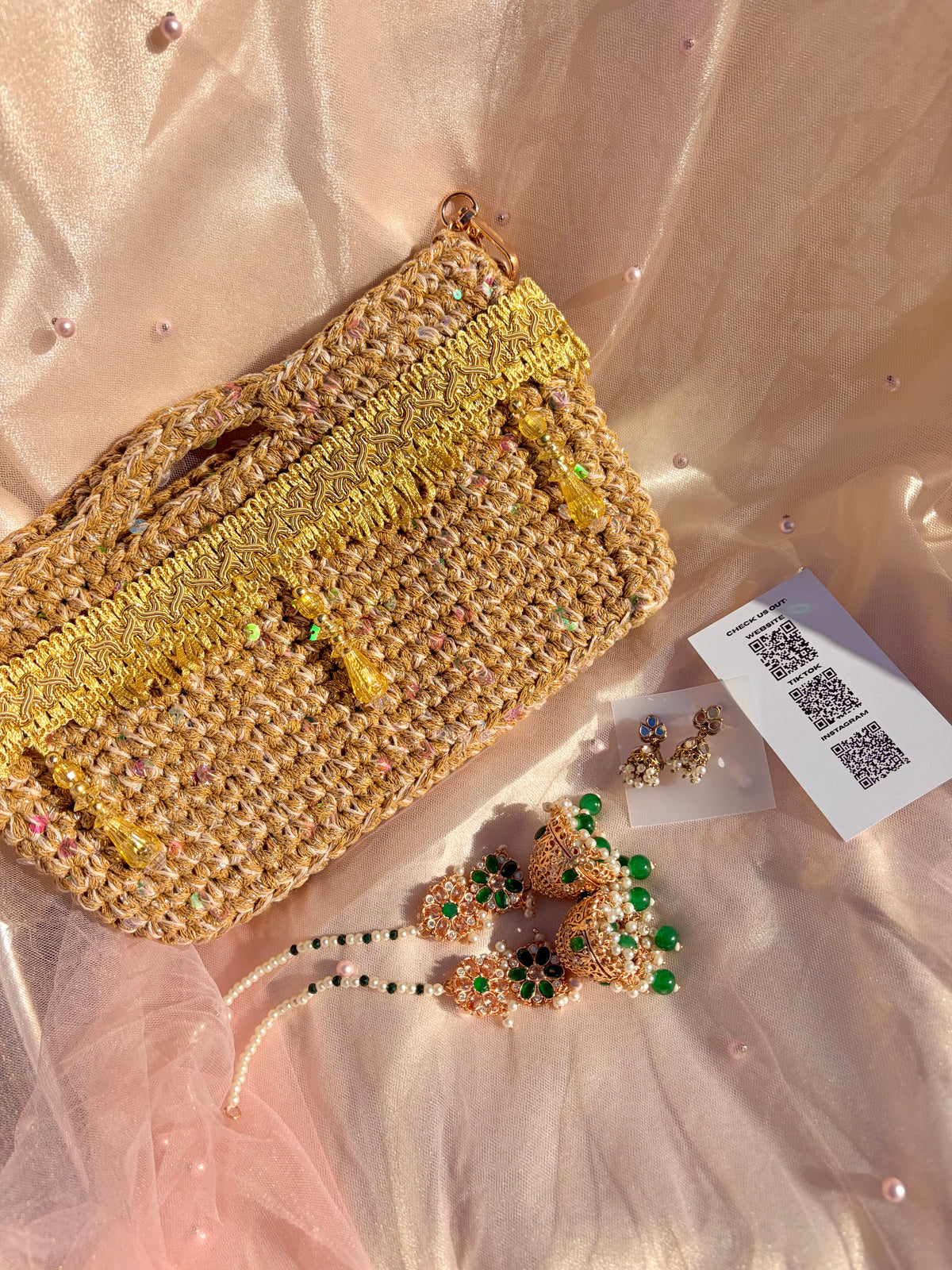 Crochet bag gift set ~ Champagne