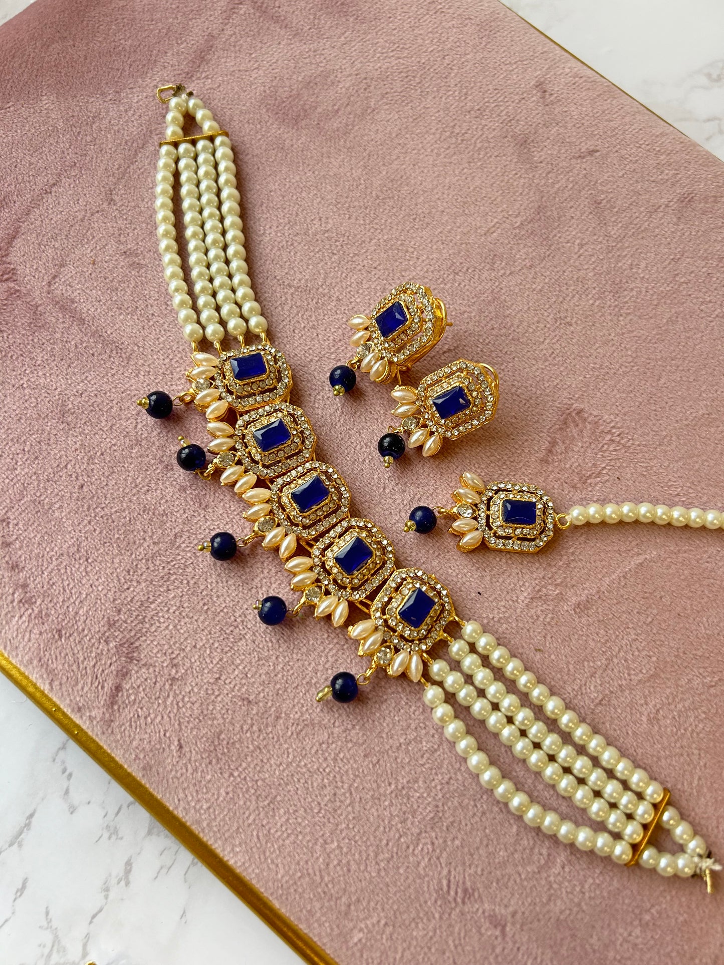Nusrat jewellery set ~ navy