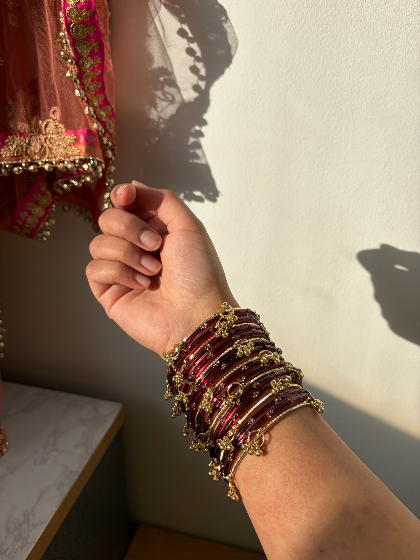Rangeen glass bangle set ~ Maroon