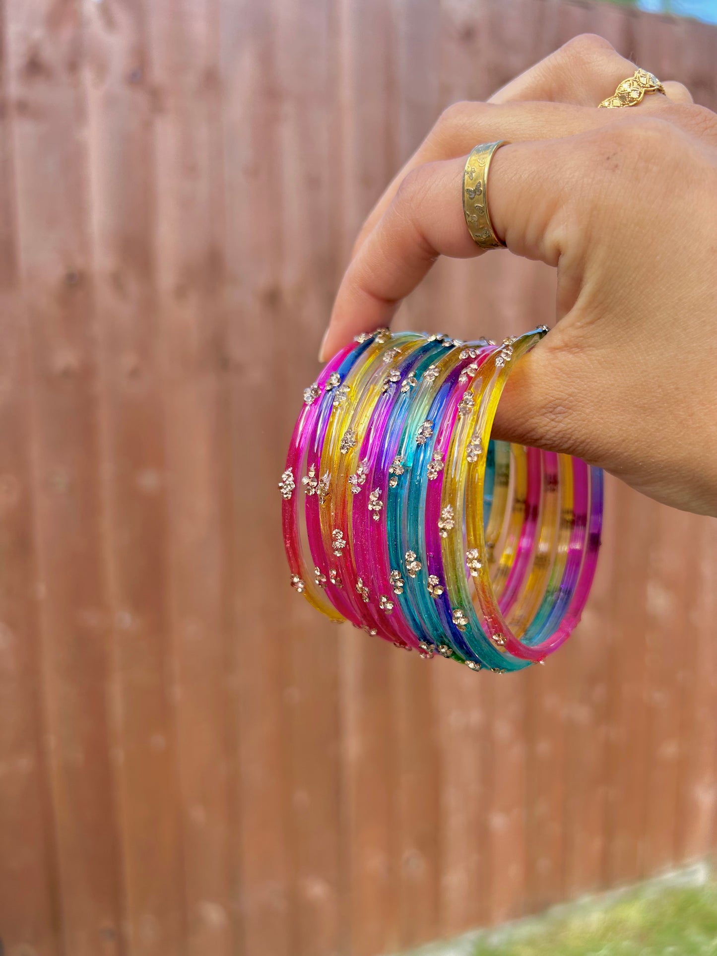 Rangeen glass bangle set ~ classic multi