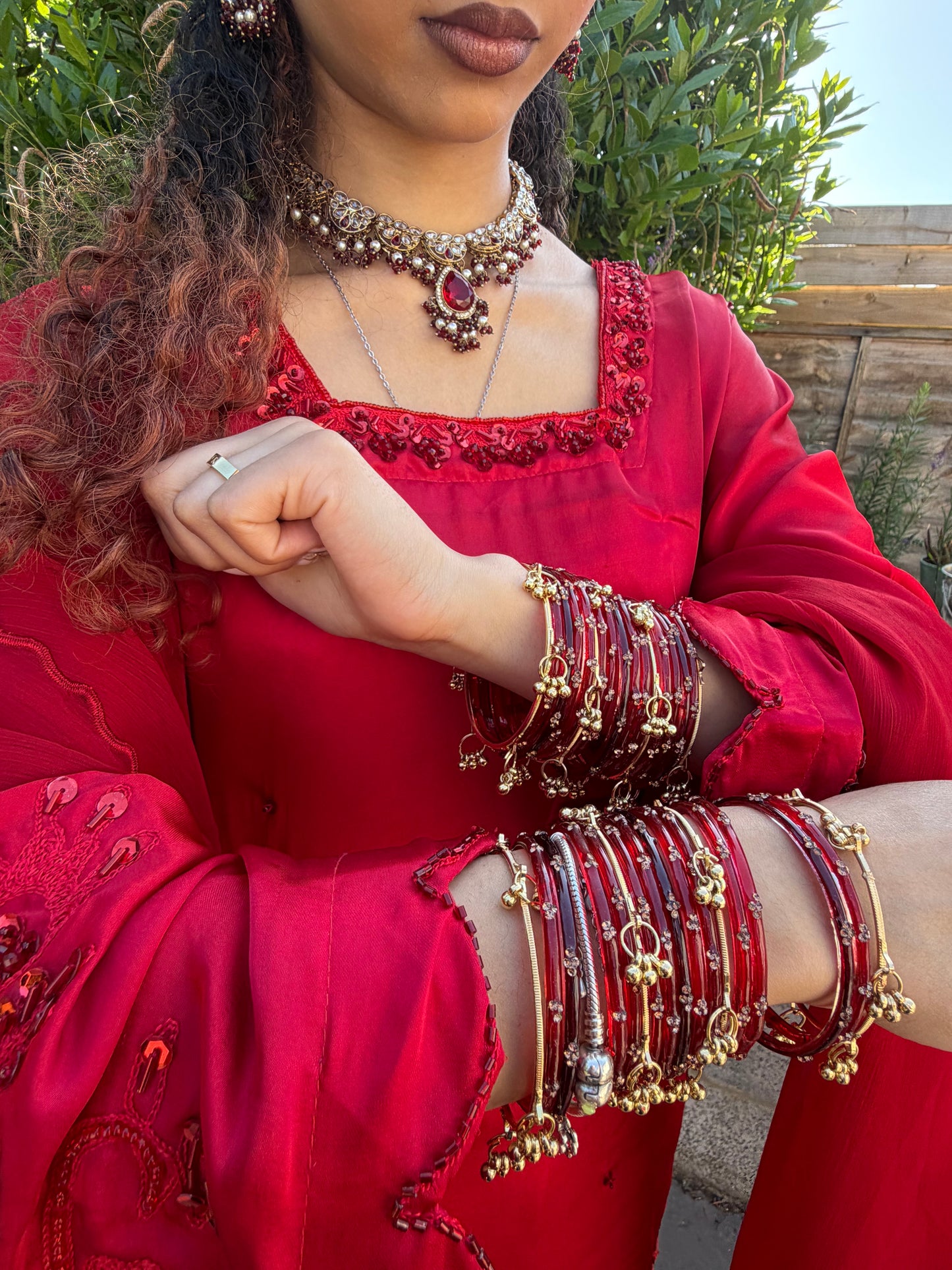 Rangeen glass bangle set ~ Red