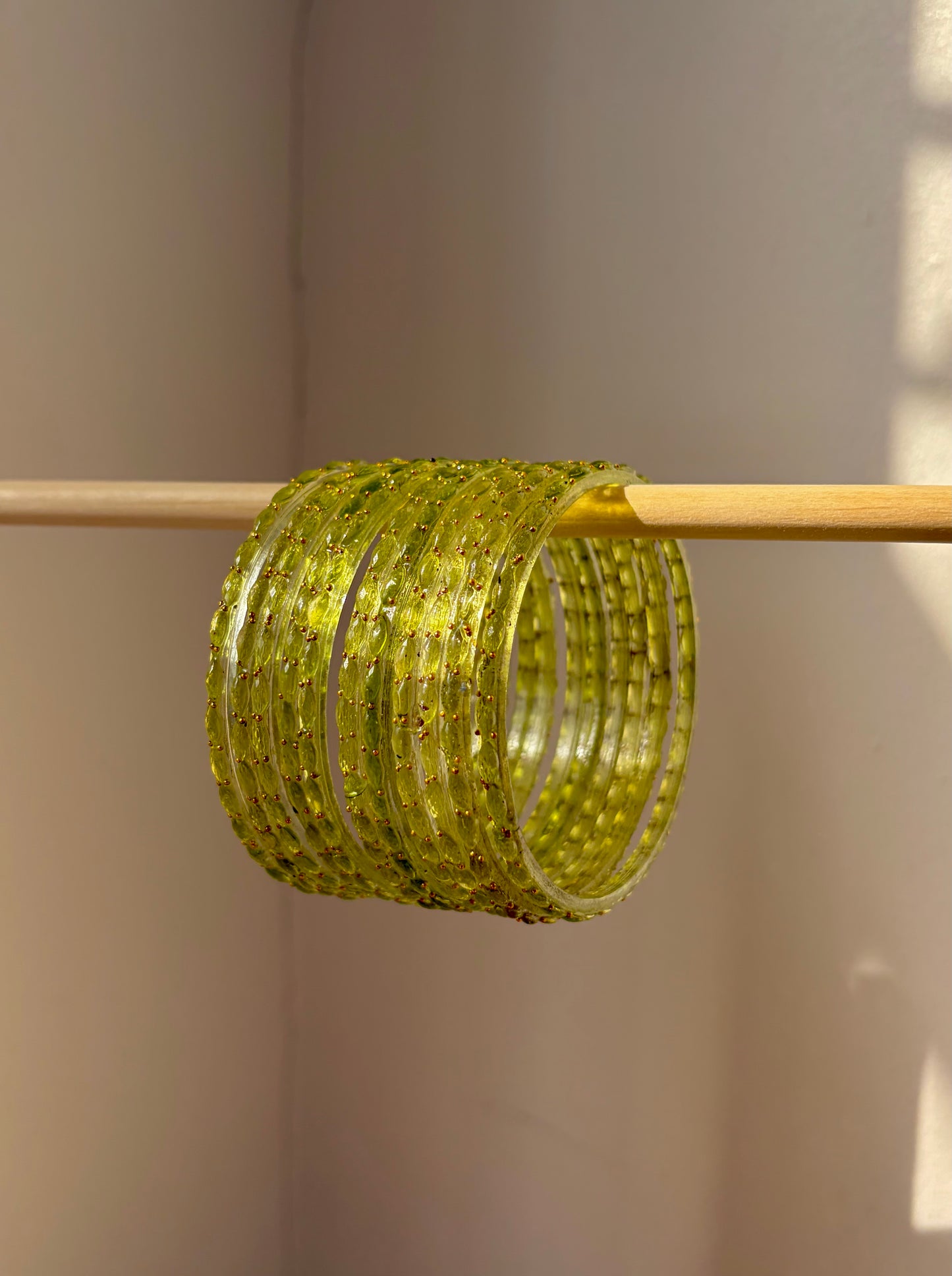 Rangeen glass bangle set ~ lime/canary yellow