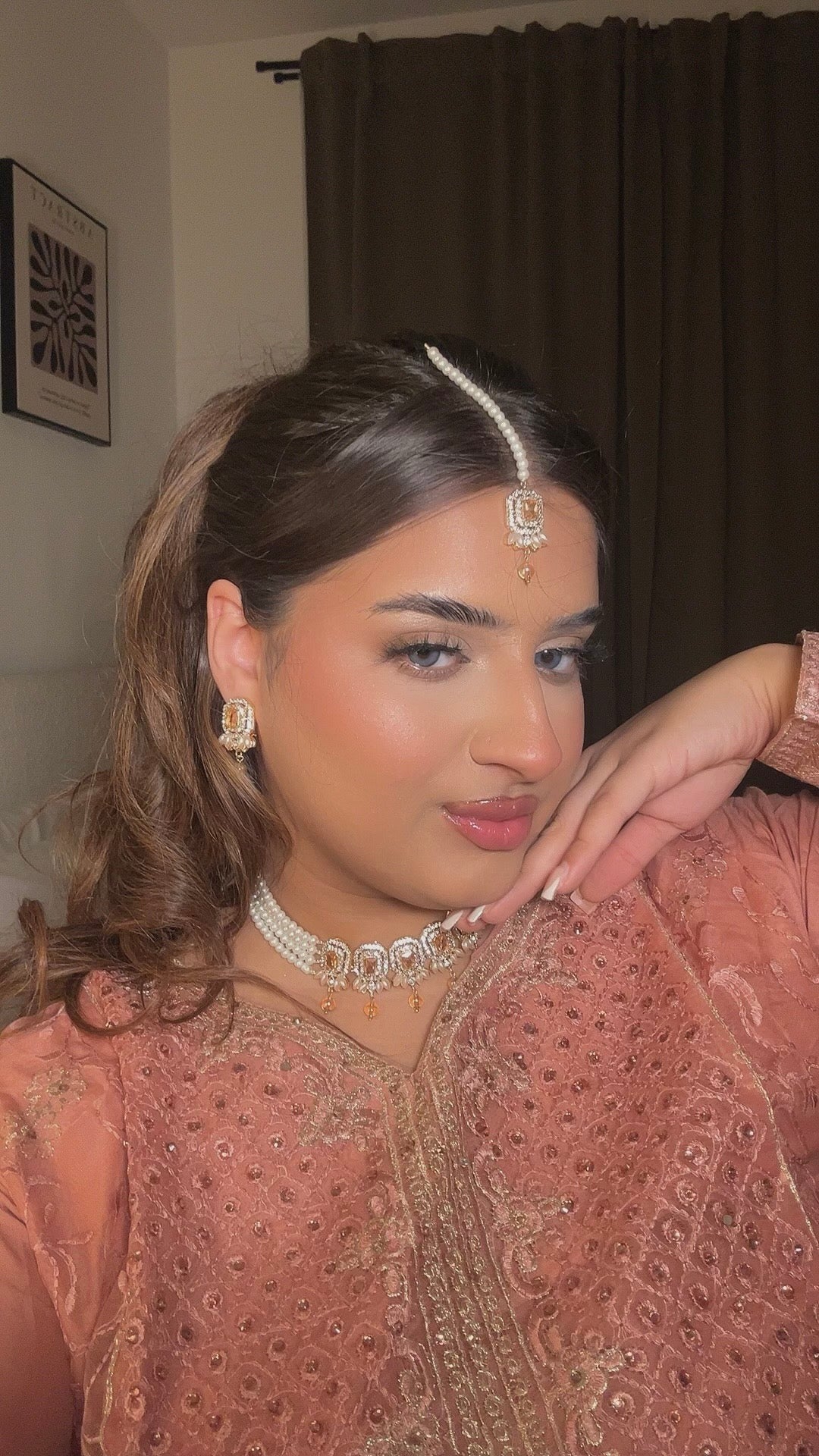 Nusrat jewellery set -Peachy champagne