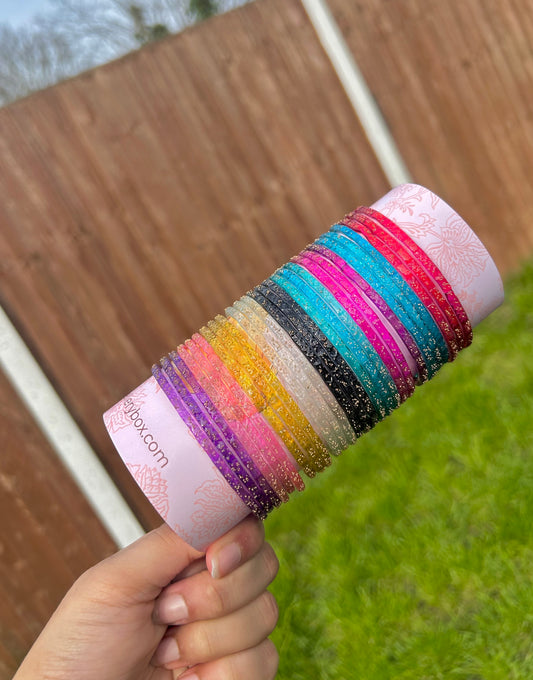 Faziela glitter glass bangle set