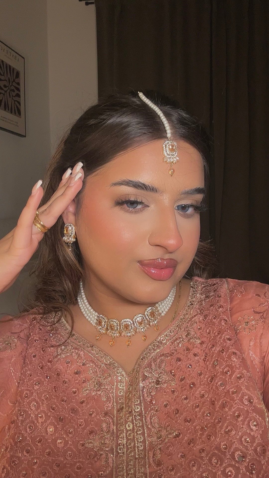 Nusrat jewellery set -Peachy champagne