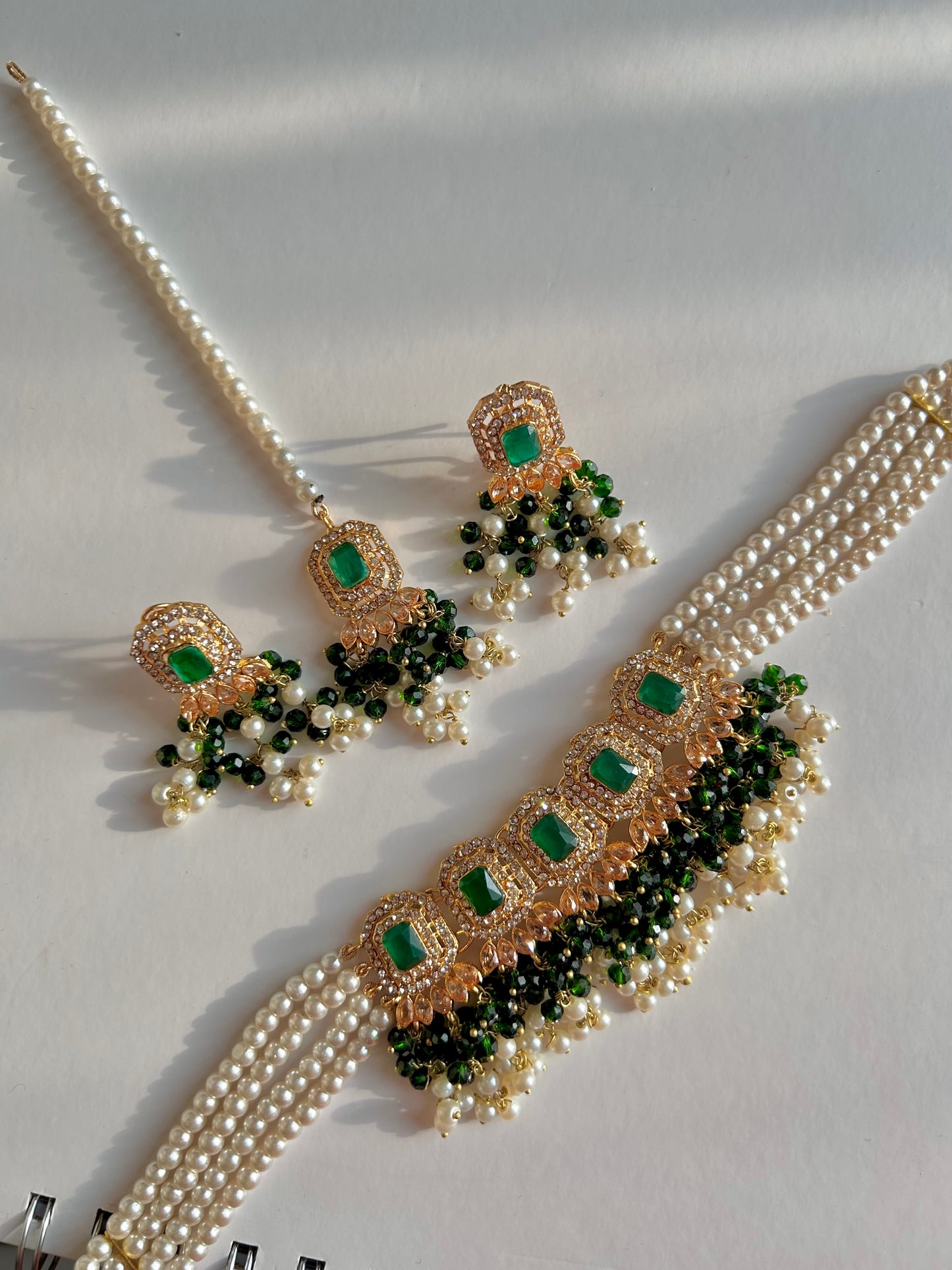 Minahil jewellery set -Dark Green