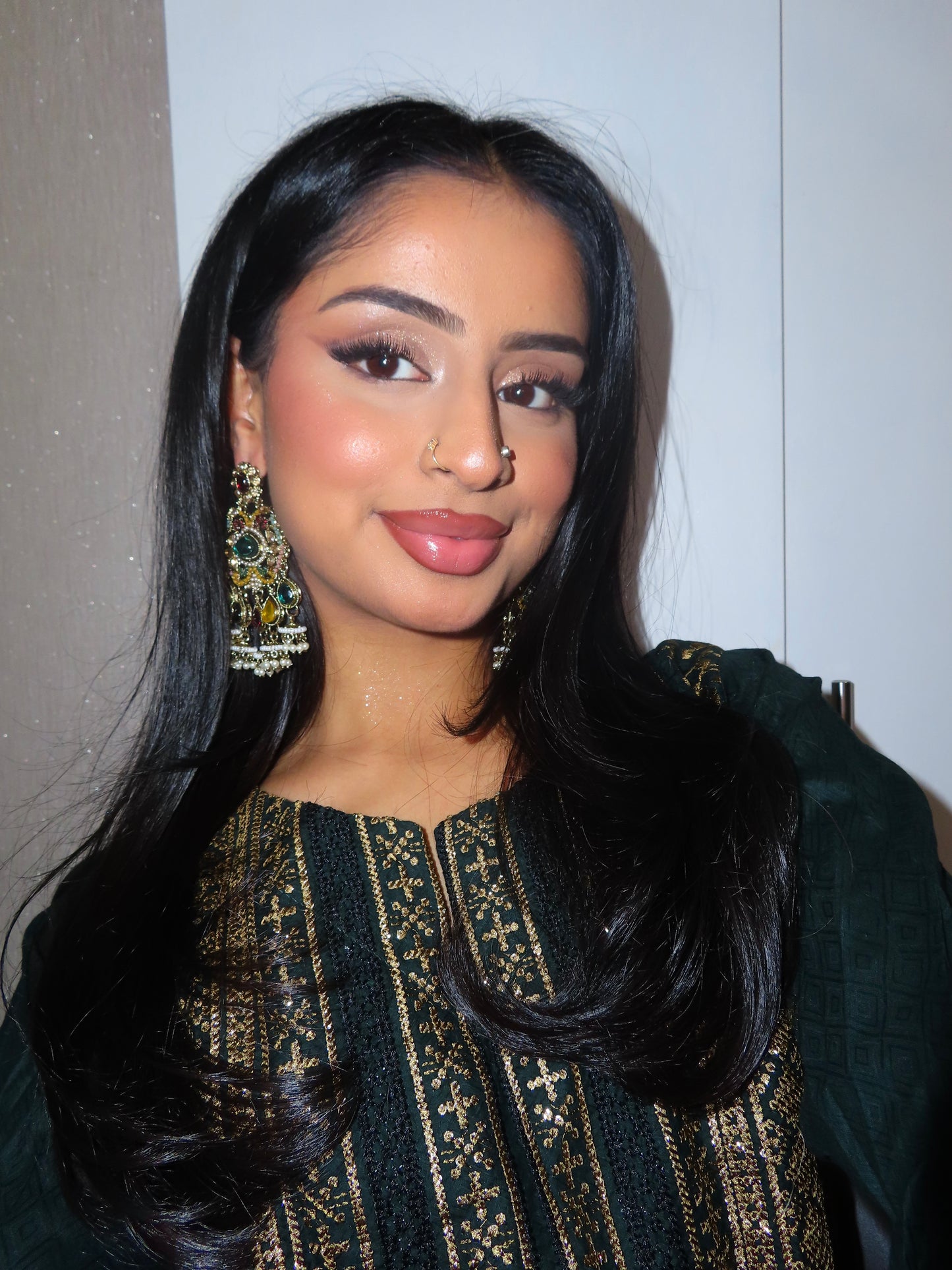 Seline kundan earrings ~ Green & Multi