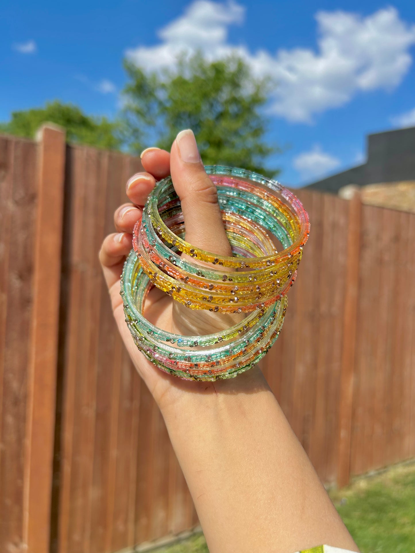 Rangeen glass bangle set ~ Light Pastel