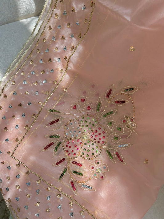 Jasleen Organza Dupatta ~ Baby Pink