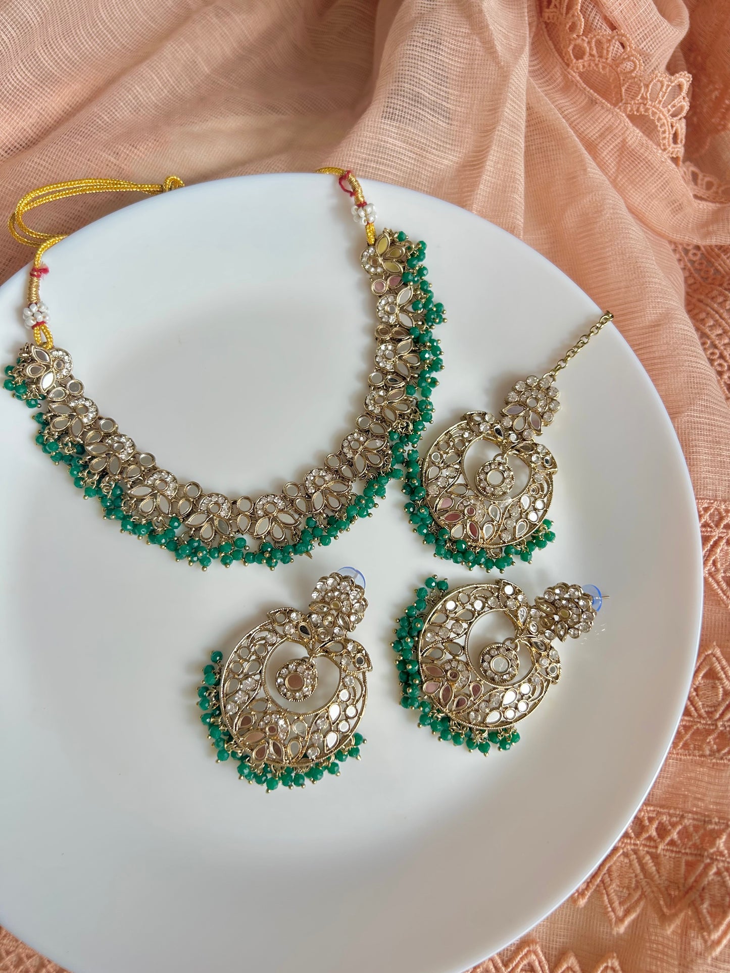 Sofia jewellery set ~ Dark green