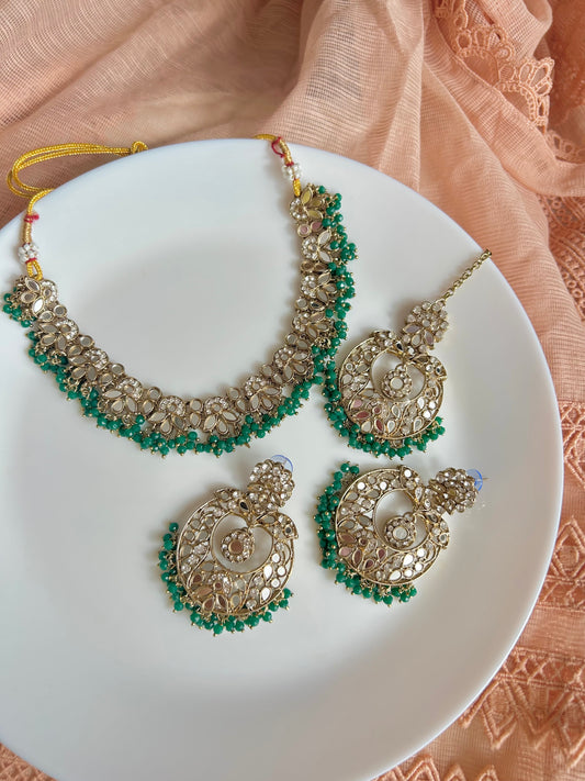 Sofia jewellery set ~ Dark green