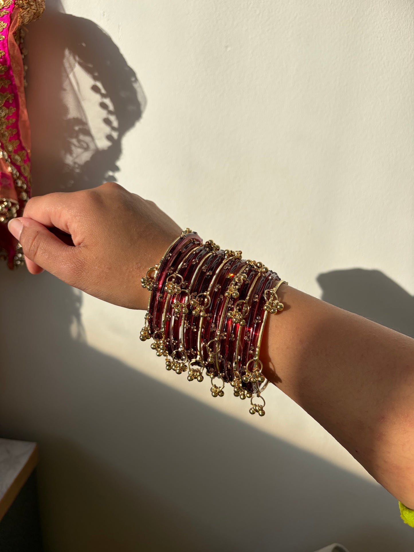 Rangeen glass bangle set ~ Maroon