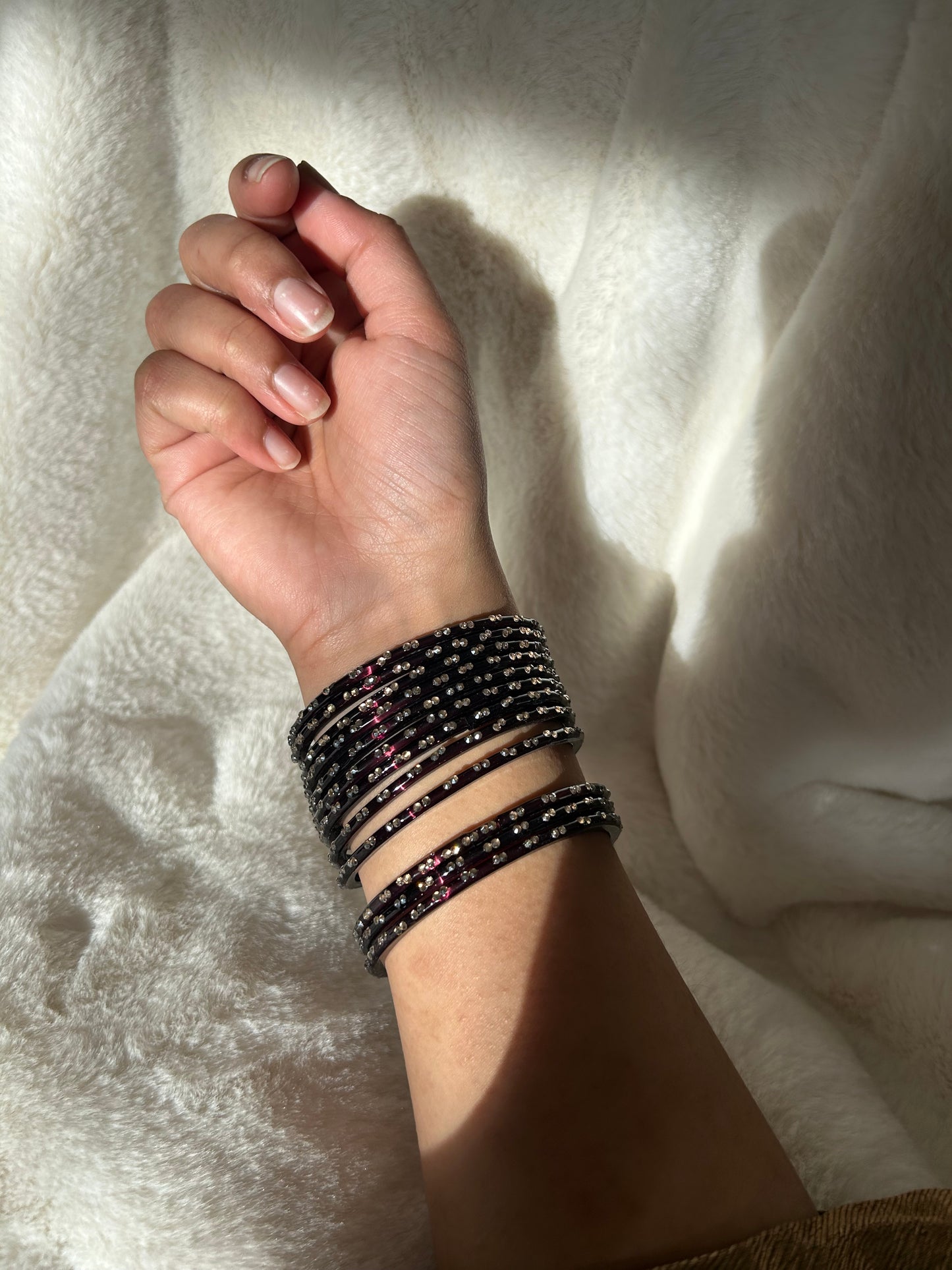 Rangeen glass bangle set ~Maroon/Brown