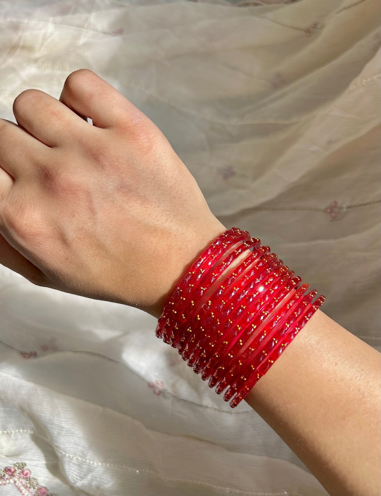 Rangeen glass bangle set ~ Red