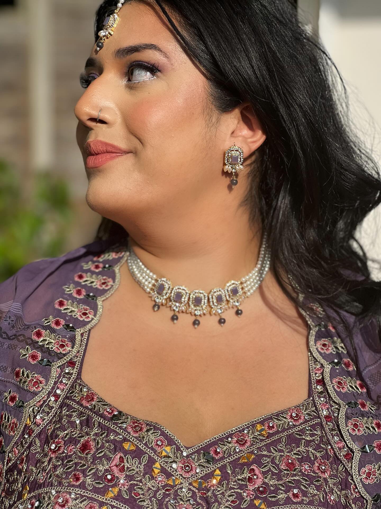 Nusrat jewellery set -pearl grey