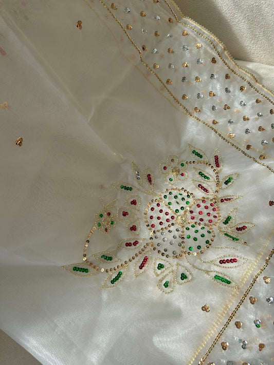 Jasleen Organza Dupatta ~White