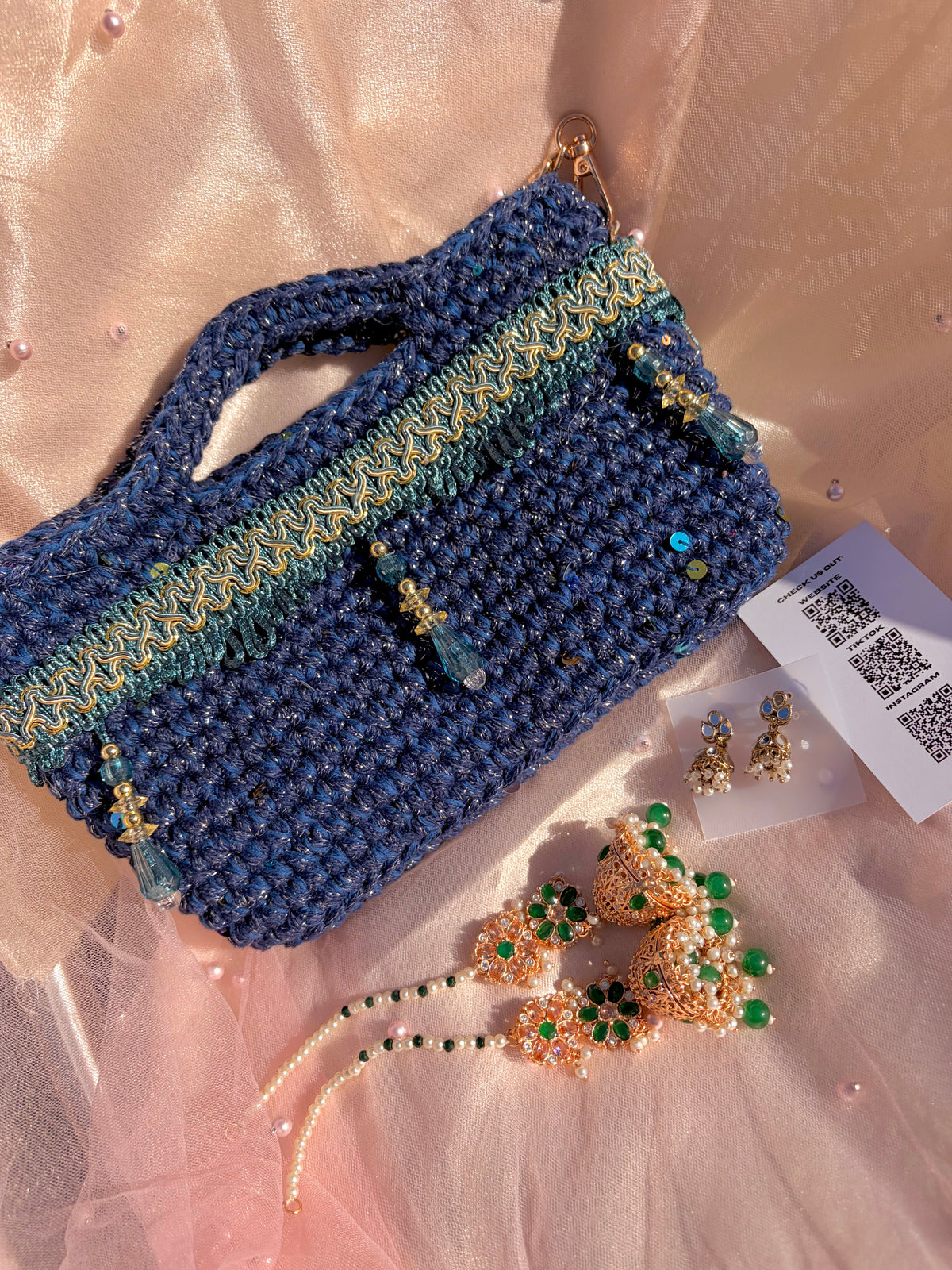 Crochet bag gift set ~ Dark Blue